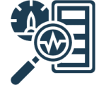 Magnifying glass over data and speedometer