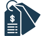Shopping tags symbol with currency sign