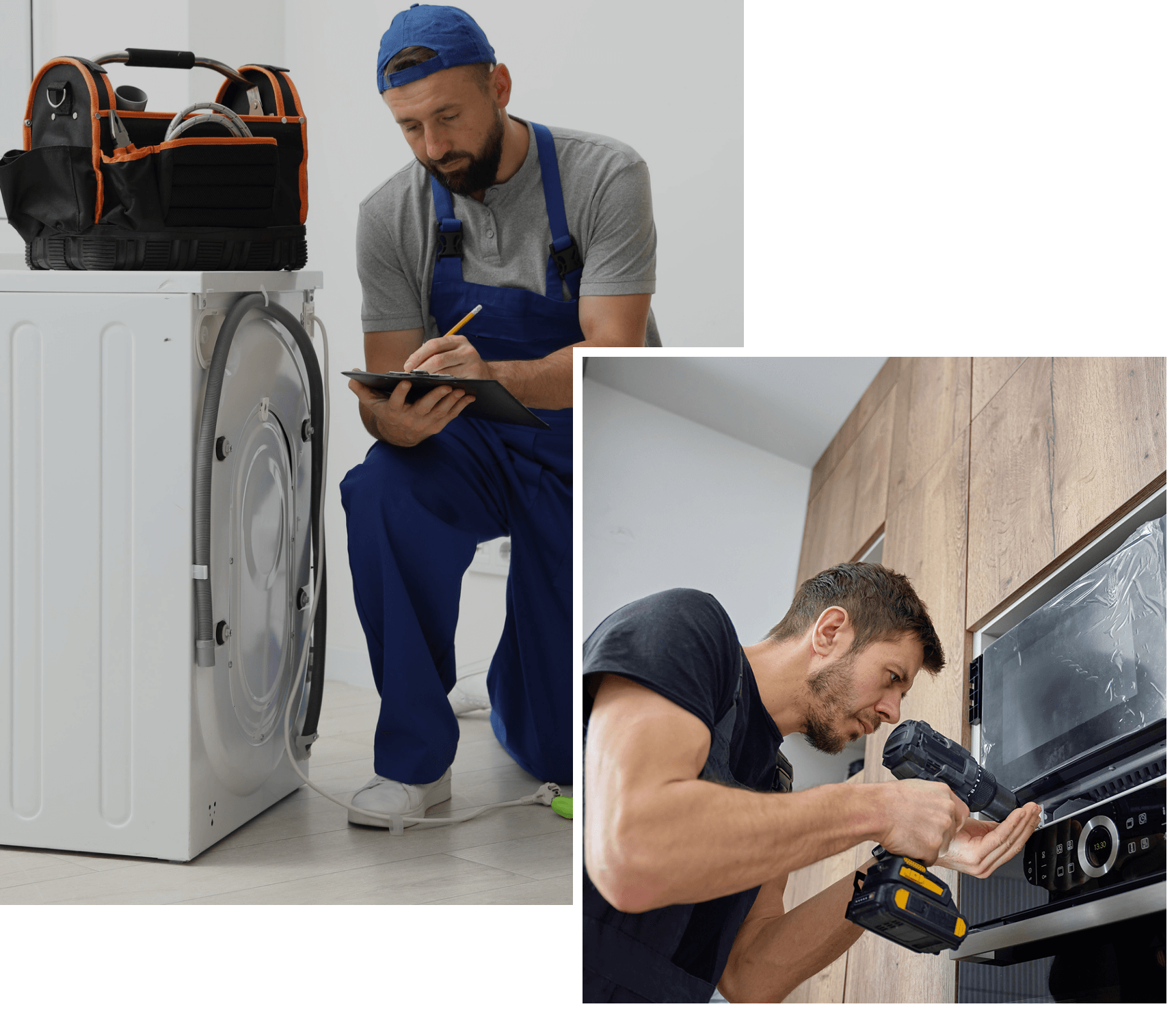 Technician with tool bag and washer